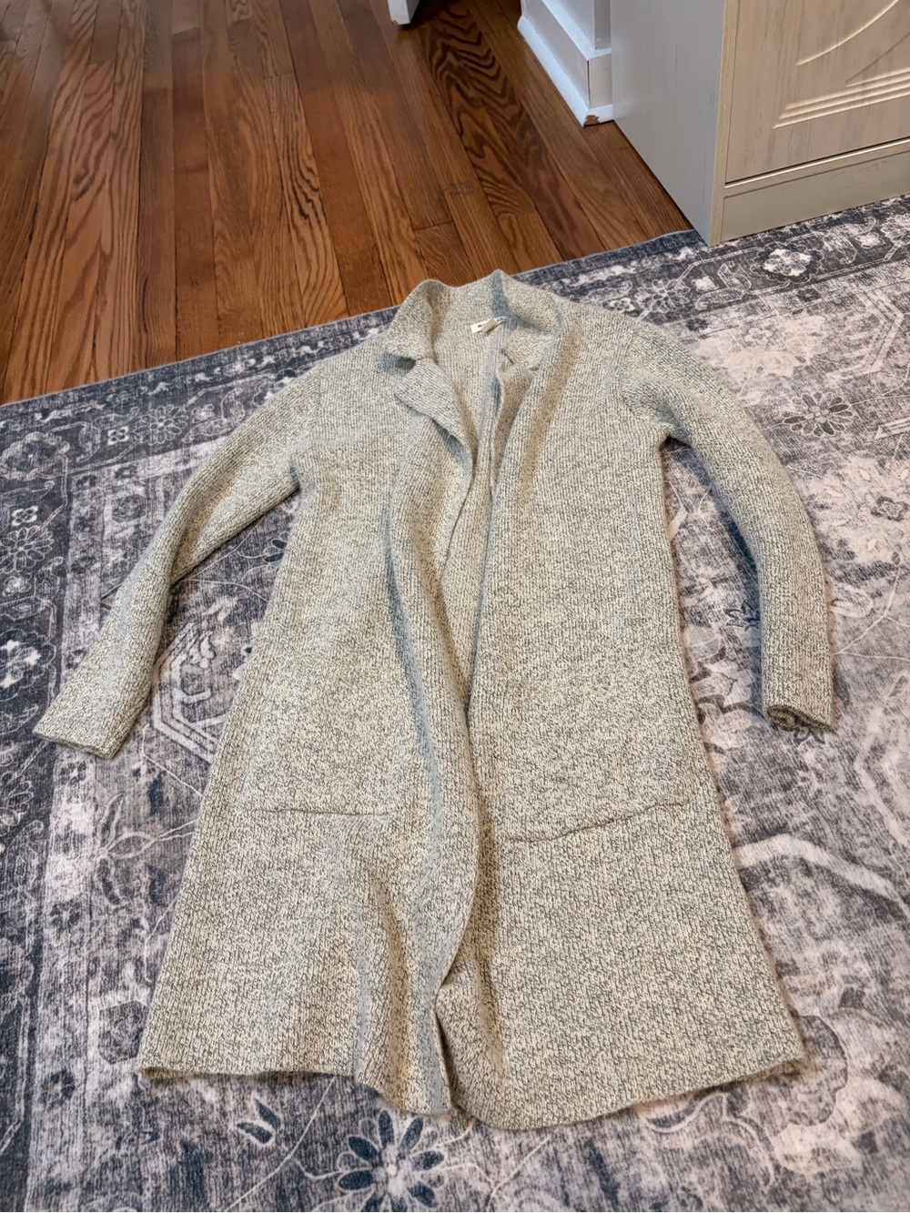 Monteau Gray Open Front Long Cardigan
